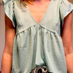 Green Cropped Blouse